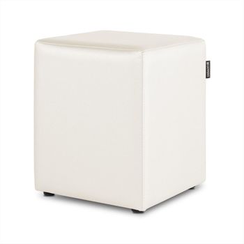 Puff Cubo Polipiel Para Exterior O Interior Blanco 1 Unidad