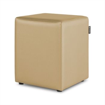 Puff Cubo Polipiel Beige 1 Unidad