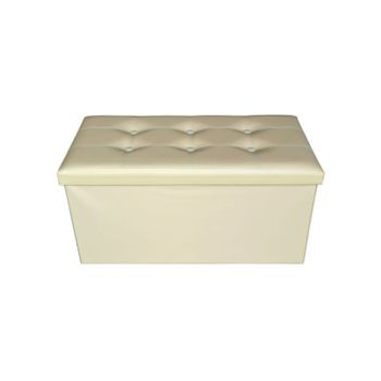 Puff Organizador Taburete Asiento Beige Blanco 38x76x38 Rebecca Mobili