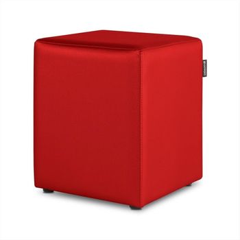 Puff Cubo Polipiel Para Exterior O Interior Rojo 1 Unidad
