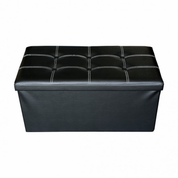 Puff Organizador Asiento Plegable Negro 38x76x38 Rebecca Mobili