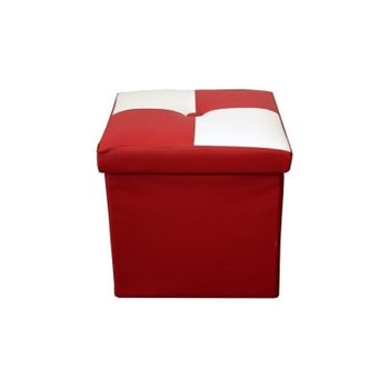 Puff Contenedor Organizador Blanco Rojo 30x30x30 Rebecca Mobili