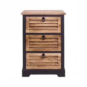 Mesa De Noche Cajonera 3 Cajones Madera Marron 63x40x27 Rebecca Mobili