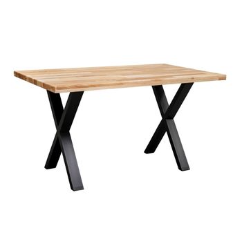 Mesa Comedor Industrial Linus Con Pata Metálica Y Tablero Madera De 4 Cm En Roble Sellado  140 X80 Cm