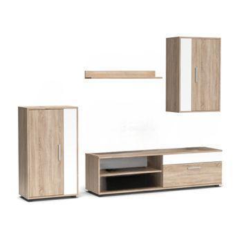 Conjunto Muebles Salon, Mesa 140 Patas X 6 Comensales, Mueble Tv 160, Aparador / Buffet 140, Roble Y Negro, Estilo Industrial con Ofertas en  Carrefour