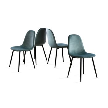 Pack De 4 Sillas Comedor, Salón Sweden En Terciopelo Verde  Patas Negras