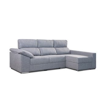 Chaise Longue Marsella 3 Plazas Con Arcón Y Asiento Deslizante, Chaiselongue Derecho Visto De Frente, Gris Claro