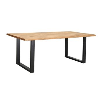 Mesa Comedor Industrial Derby Con Pata Metálica Y Tablero Madera De 4 Cm En Roble Selvaje  200 X100 Cm