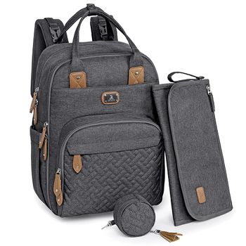 Mochila Para Pañales Con Cambiador Portátil Gris Oscuro Dikaslon