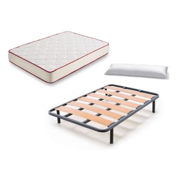 Pack Colchon + 2 Almohadas Viscoelasticas 70 cm Descansin, 135 x 180, Ideal para Personas con Dolores de Espalda, Alta Firmeza, Efecto nube