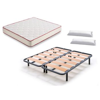 HOGAR24 ES Cama Completa - Somier Multiláminas con Regulador Lumbar con  Patas 26 cm + Colchón Memory Fresh 3D, 120x180 cm