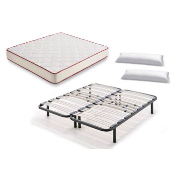 Cama Completa - Colchón Flexitex + Base Tapizada 3d + 6 Patas De 32cm +  Almohada De Fibra, 135x200 Cm con Ofertas en Carrefour