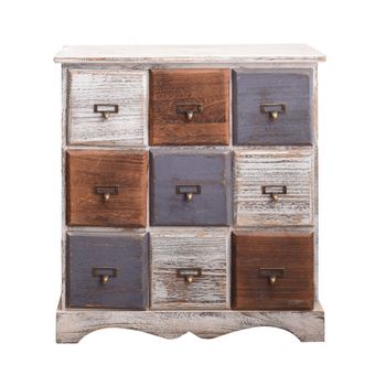 Comodas Cajonera 9 Cajones Madera Blanco Gris Marron 63x60x23 Rebecca Mobili