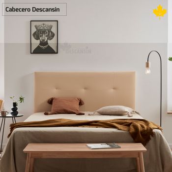 Cabecero Tapizado Descansin 180 Cm | Beige | Tela De Polipiel Liso | Facil Colocacion Sin Tornillos Ni Agujeros