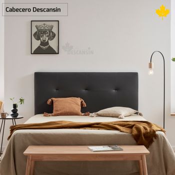 Cabecero Tapizado Descansin 180 Cm | Negro | Tela De Polipiel Liso | Facil Colocacion Sin Tornillos Ni Agujeros