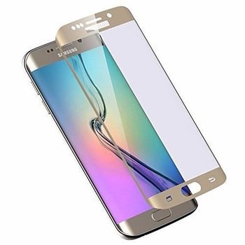 Protector De Pantalla Cristal Templado Samsung Galaxy S7 Edge, G935f ( 9h 2.5d Pro+ ) Con Caja Y Toallitas - Curvo 3d Completo Dorado