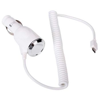 Cargador Con Luz Led Micro Usb Enchufe Mechero De Coche Blanco Universal