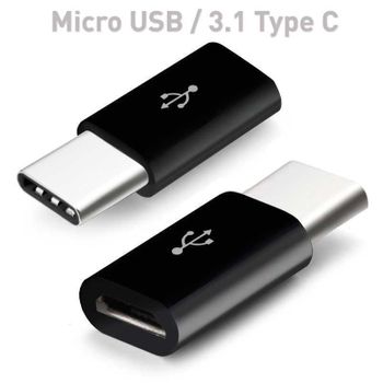 Adaptador De Micro Usb A Tipo C 3.1 Cargador Y Datos Negro Universal