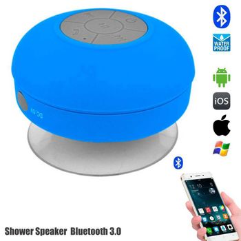 Mini Altavoz Bateria Bluetooth De Ducha Resistente Al Agua Con Ventosa Azul