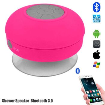 Mini Altavoz Bateria Bluetooth De Ducha Resistente Al Agua Con Ventosa Rosa
