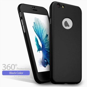 Funda 360 Carcasa + Protector Cristal Templado Para Iphone 6 6s 4.7" Negro