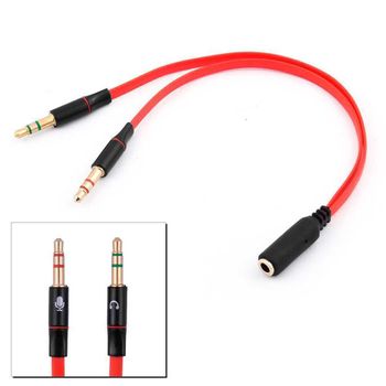 Cable Adaptador Estereo Audio Y Splitter 1 Jack Hembra A 2 Macho De 3,5mm Rojo