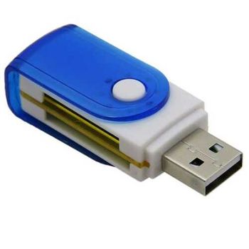 Multi Lector De Tarjetas Usb 2.0 Azul Con Tapa Para Sdhc Mmc Microsd Tf Micro Sd