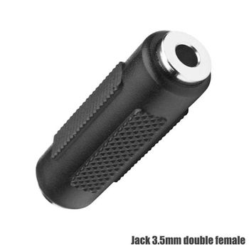 Prolongador Metalico Estereo Mini Jack Aux De 3.5mm Doble Hembra Plastico Negro