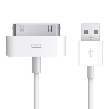 Cable Usb De Datos, Cargador Para Iphone 4, 4s, 3g, 3gs, 2g ( Blanco ) 1m