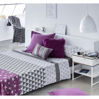 Sábana Bajera Ajustable Lisa Violeta Cama 160 Cm - 160x190/200 Cm, 100%  Algodón. con Ofertas en Carrefour