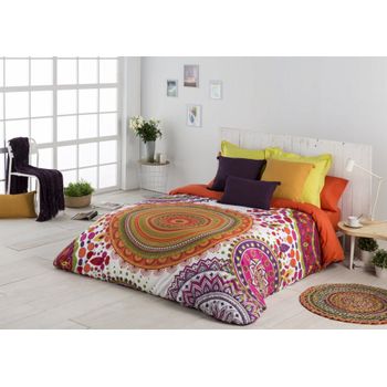 Cotton Artean - Funda Nordica Mandala Cama De 90 ( 150 X 260 Cm) + 1 Funda De Almohada ( 45 X 110 Cm) Algodón 100%