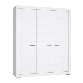 Armario Blanco 3 Puertas Snow. 198x165 Cm Para Dormitorio O Habitación Juvenil. Muchos Estantes Y Espacio Para Colgar.