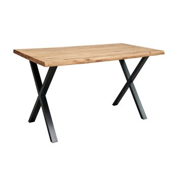 Mesa Comedor Industrial Lincoln Con Pata Metálica Y Tablero Madera De 4 Cm En Roble Selvaje  140 X 80 Cm