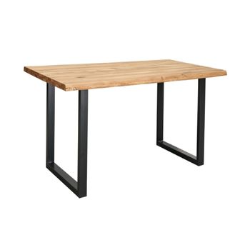 Mesa Comedor Industrial Derby Con Pata Metálica Y Tablero Madera De 4 Cm En Roble Selvaje  140 X 80 Cm