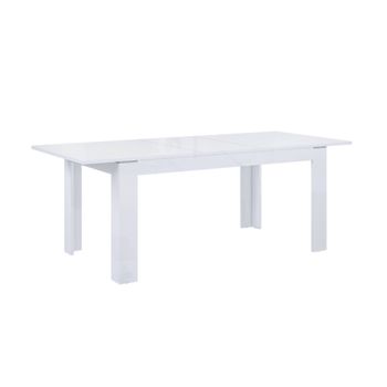 Mesa Comedor Extensible Blanca Snow, De 160x90 Cm Hasta Los 206 Cm. Para 8-10 Comensales