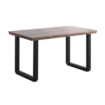 Mesa Comedor Extensible Jack, Estilo Industrial, De 140 Hasta 220 Cm Ancho Patas Metalicas En Negro Roble Honey