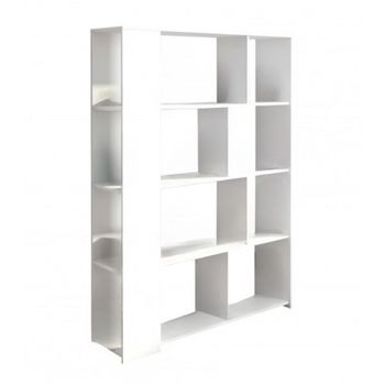 Mueble Estantería Dina. Librería Abierta Diseño Lineal Minimalista Con 8 Compartimentos. 175 X 129 Cm En Blanco