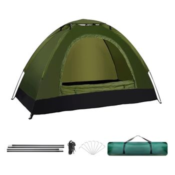 Tienda De Campaña Tipo Iglu Impermeable Acampar, Camping, Carpa Verde Con Bolsa De Transporte (4 Personas)