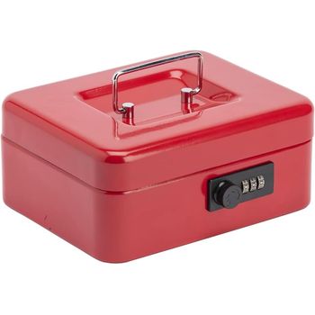 Caja De Seguridad, Caudales, Fuertes De Escritorio Portátil Almacenamiento Bloqueo De Contraseña 3 Dígitos (15.2x11.5x8cm, Rojo)