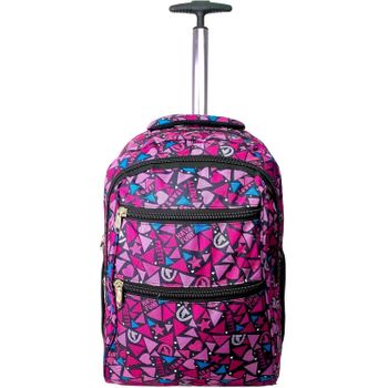 Mochila Con Ruedas Escolar Carro Para El Colegio Grande Bolsas Escolares Infantil Patineta (rosa - Triangulos)