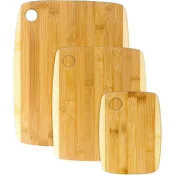 Set De 3 Tablas Para Cortar Alimentos De Bambú, Tabla De Picar Madera Para Cocinar Robusta Y Resistente Absorbe La Humedad
