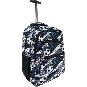 Mochila Con Ruedas Escolar Carro Para El Colegio, Grande Bolsas Escolares Trolley Bag Infantil Patineta (negro Estampado Fútbol)