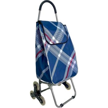 Carro De La Compra Con 6 Ruedas Para Subir Escaleras, Carrito Del Mercado Plegable, Bolsa Impermeable De 42l Litros (azul)