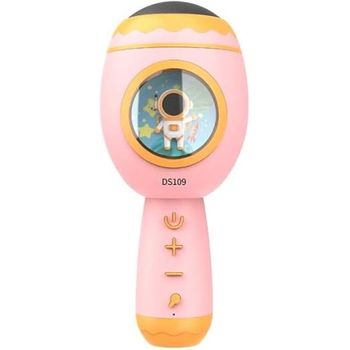 Micrófono Karaoke Bluetooth, Infantil Inalámbrico Con Altavoz Y Luz Led, Portátil, Magic Voice (rosa)