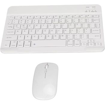 Teclado Inalámbrico Portátil, Universal Delgado Para Tableta Con Mouse Inalámbrico, Pequeño Teclado Inalámbrico (blanco)