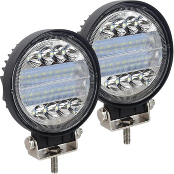 Faro Led Exterior De Trabajo Para Coche, Barcos, Tractor 12v 24v Luces Antiniebla 6840lm Luces De Trabajo 72w (2x Faro 6000k)