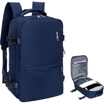 Mochila De Viaje Equipaje De Mano Maleta De Cabina, Bolsa Transporte, Senderismo Impermeable (azul Marino)