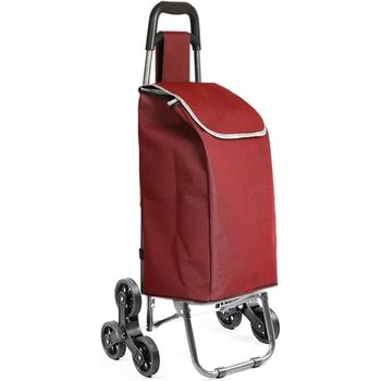 Carro De La Compra Plegable Con 6 Ruedas Para Subir Escaleras, Carrito Del Mercado, Bolsa Impermeable De 42l Litros (rojo)