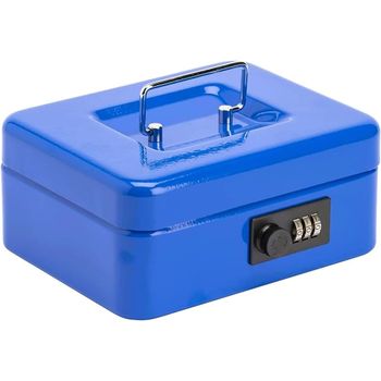 Caja De Seguridad, Caudales, Fuertes De Escritorio Portátil Almacenamiento Bloqueo De Contraseña 3 Dígitos (15.2x11.5x8cm, Azul)