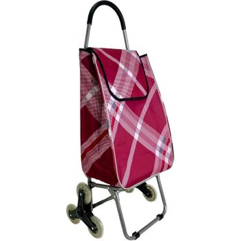 Carro De La Compra Con 6 Ruedas Para Subir Escaleras, Carrito Del Mercado Plegable, Bolsa Impermeable De 42l Litros (rojo)